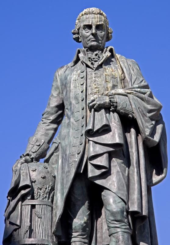 A monument honoring Adam Smith, who used the term "invisible hand" in his book The Wealth of Nations.