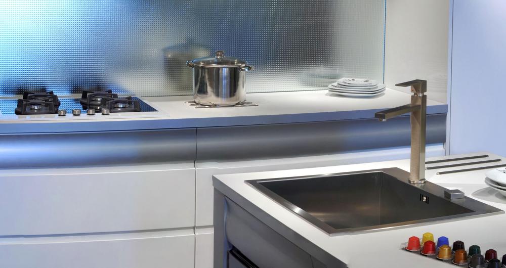 Metals such as aluminum and stainless steel are sometimes used for countertops.