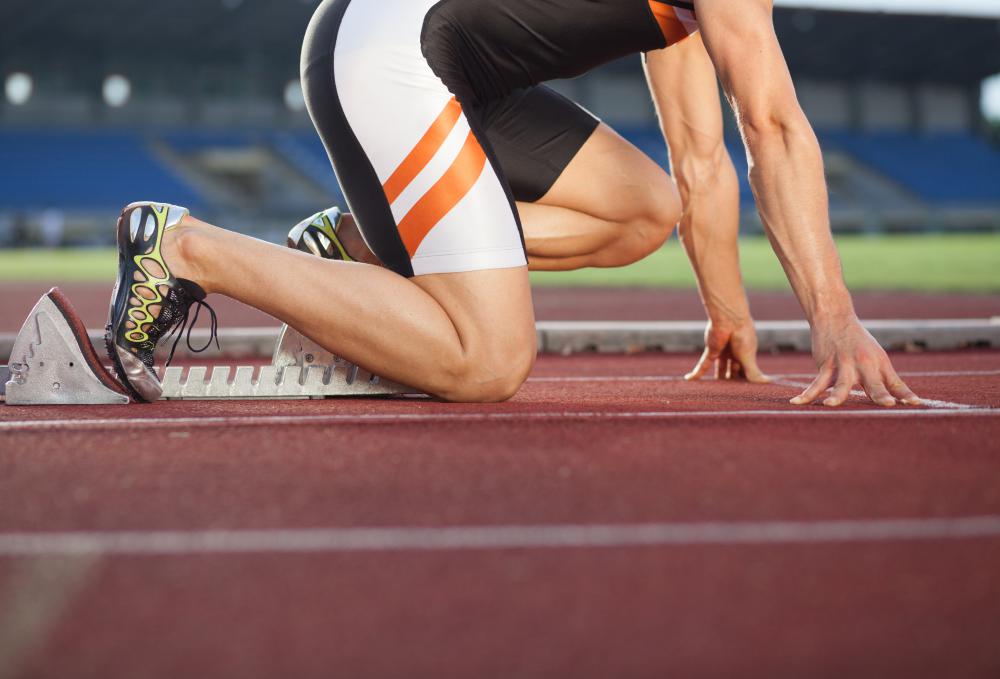An athlete prepares to run - cells at rest build up their stores of creatine phosphate for use during movement.