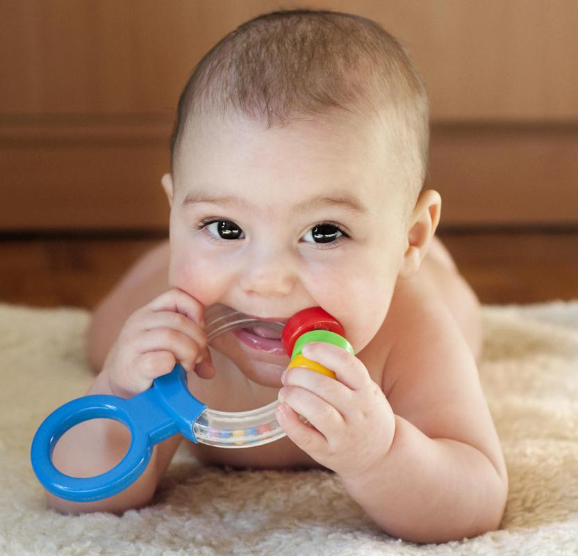 Teething toys may help ease teething pain.