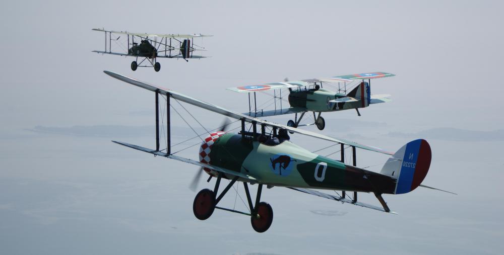 During World War I, most combat aircraft were biplanes, though monoplanes and triplanes were also used.
