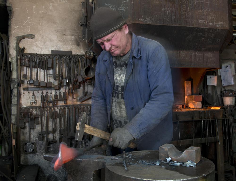 Blacksmiths perform plastic deformation by using heat to alter the shape of metal.