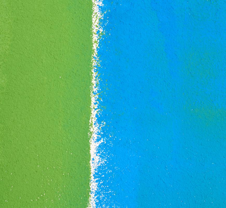 Blue, a primary color, and green, a secondary color.