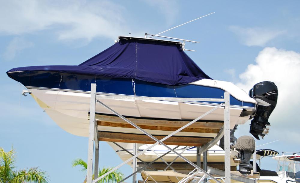 Most marinas have a hydraulic hoist for moving boats out of the water.