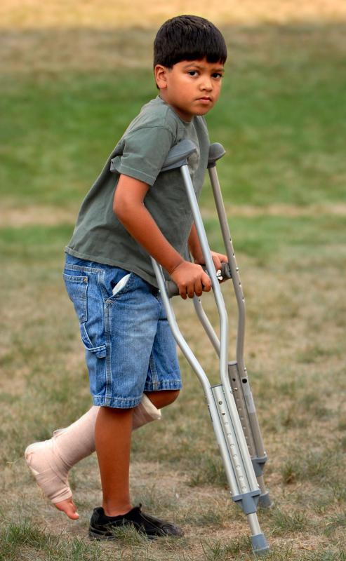 Crutches are available in sizes appropriate for children.