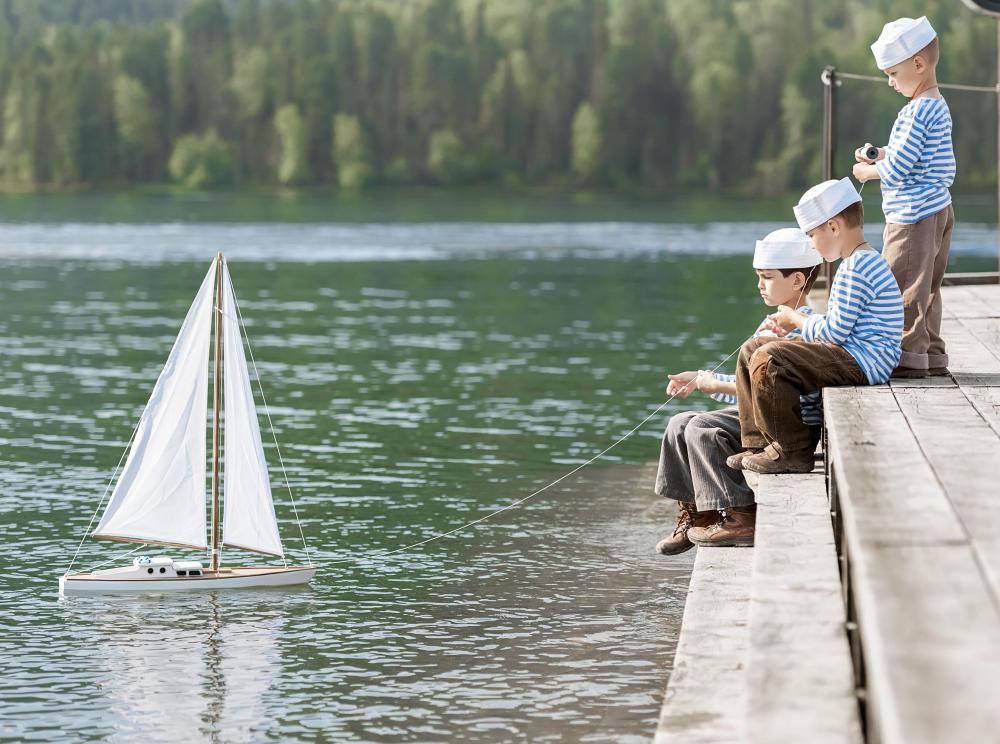Model yachts can be controlled over radio waves.