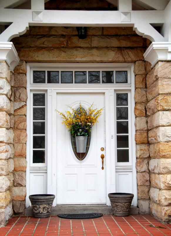 Brick molding around door.