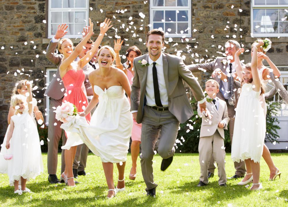 A bride may choose a lighter-weight gown for a daytime wedding.