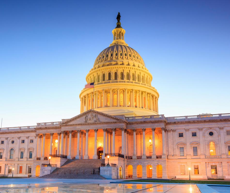 The U.S. Capitol Building bookends the National Mall.