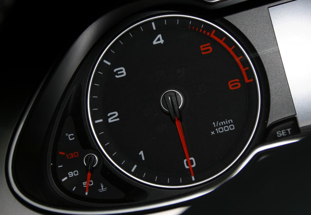 Most vehicles include a tachometer which displays the rotation speed of the engine in rotations per minute.