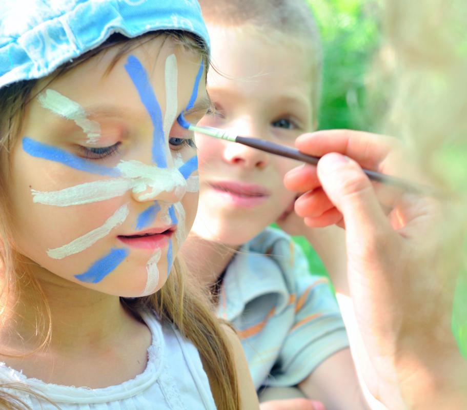 Face painting is common at parties and festivals for children.