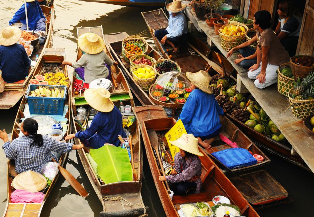 A sampan is a skiff commonly found in parts of Asia.