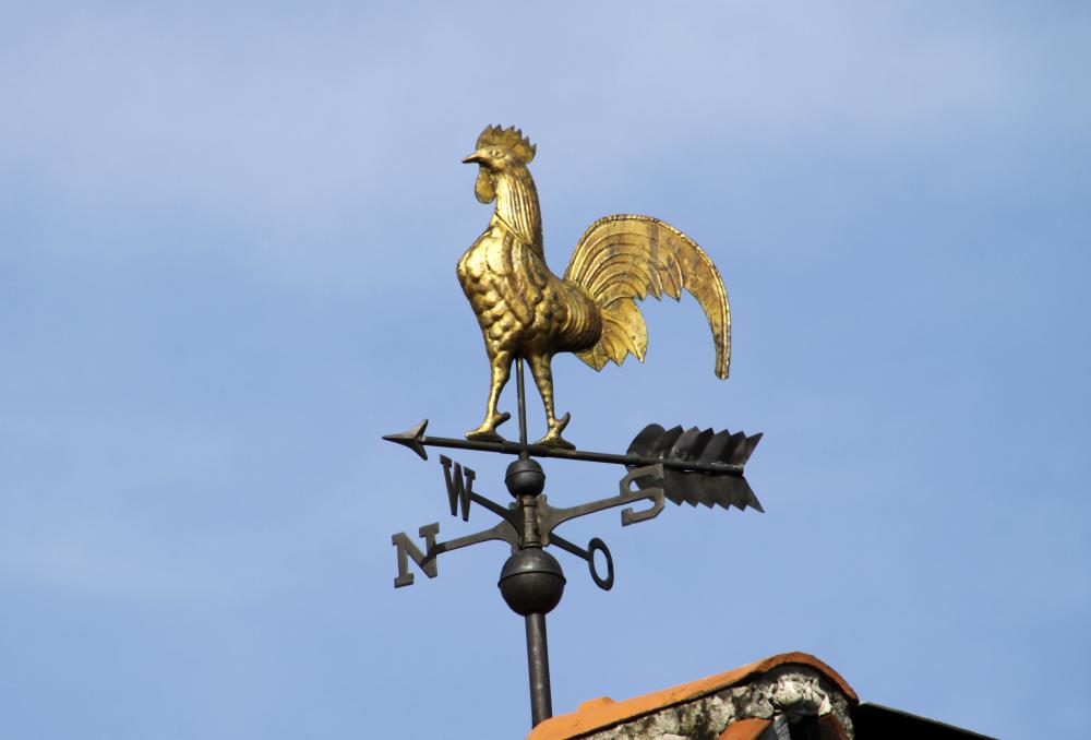 A wind vane tells wind direction.