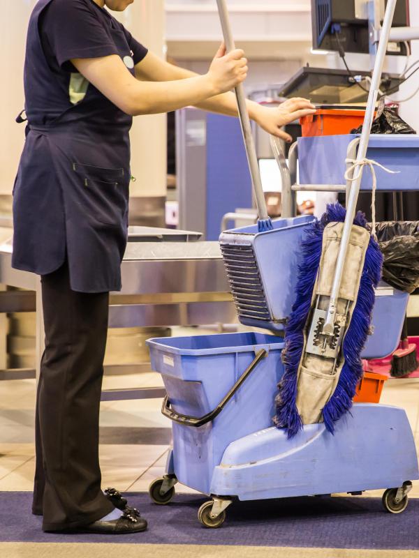 Disinfectants may be used to clean contaminated hospital floors.