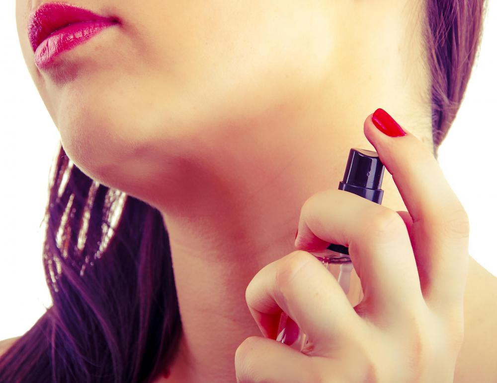 Perfumes can be applied to pulse points like the neck.