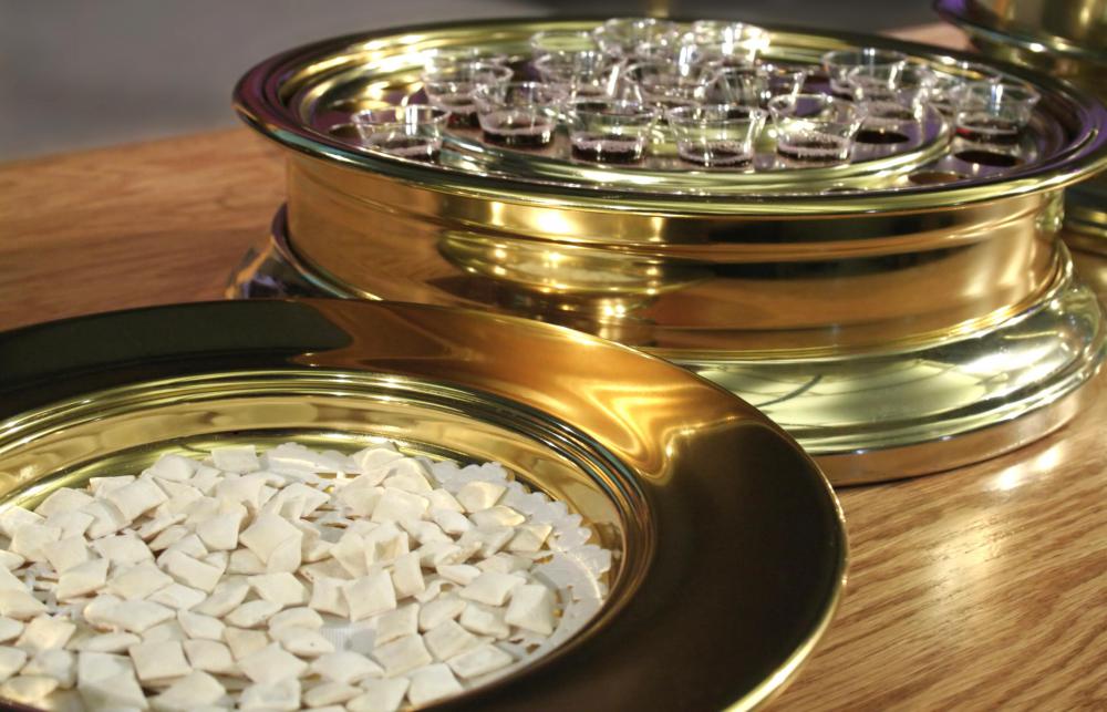 Communion wafers and wine.