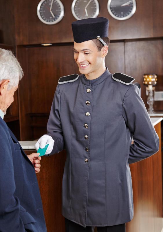 A bellhop might count on tips to augment relatively low wages.