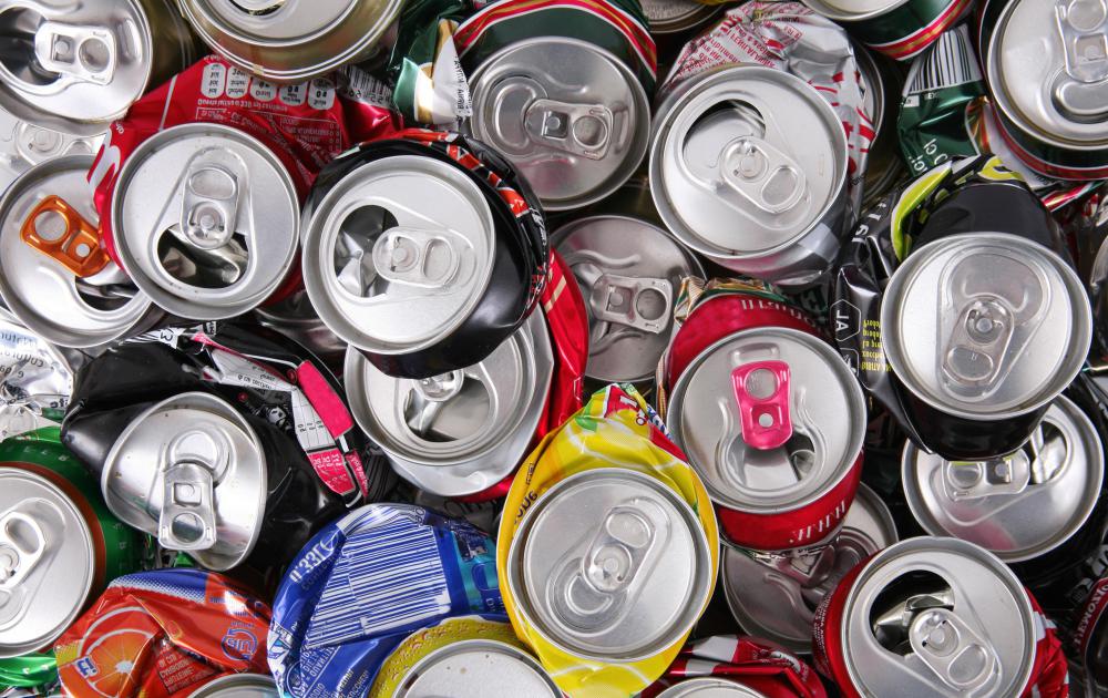 Soda cans can be made from recycled aluminum.