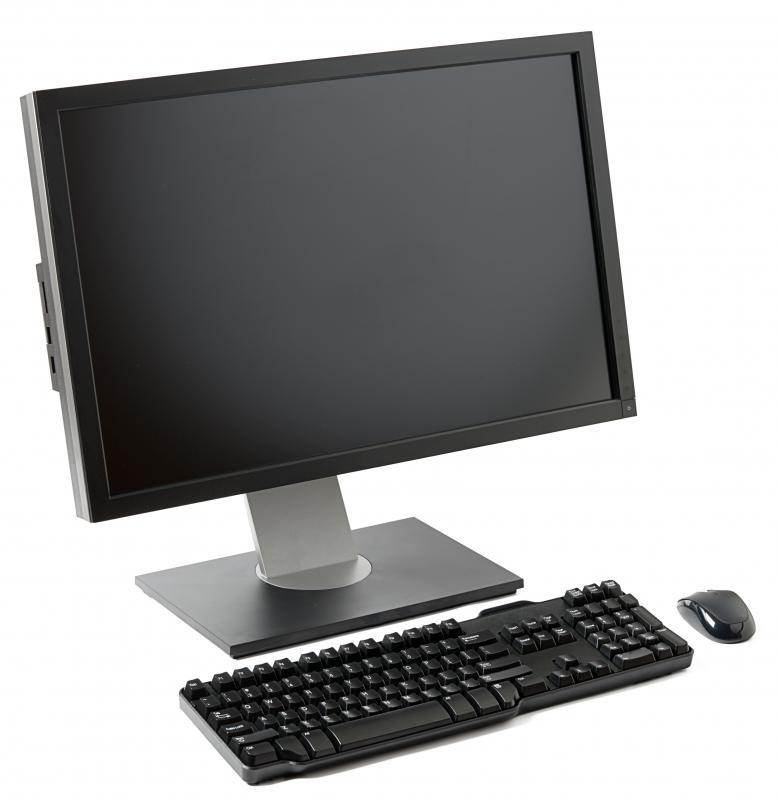 A desktop computer with several parts made from nurdles.