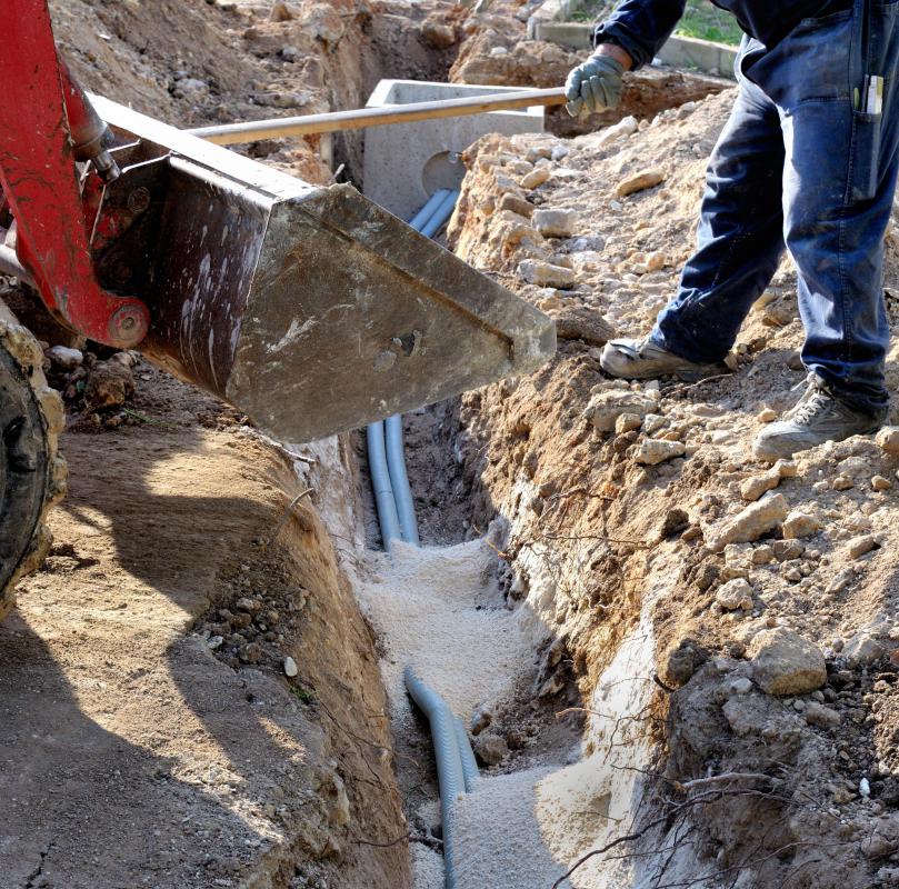 Trenches are often dug in order to accommodate utility lines.