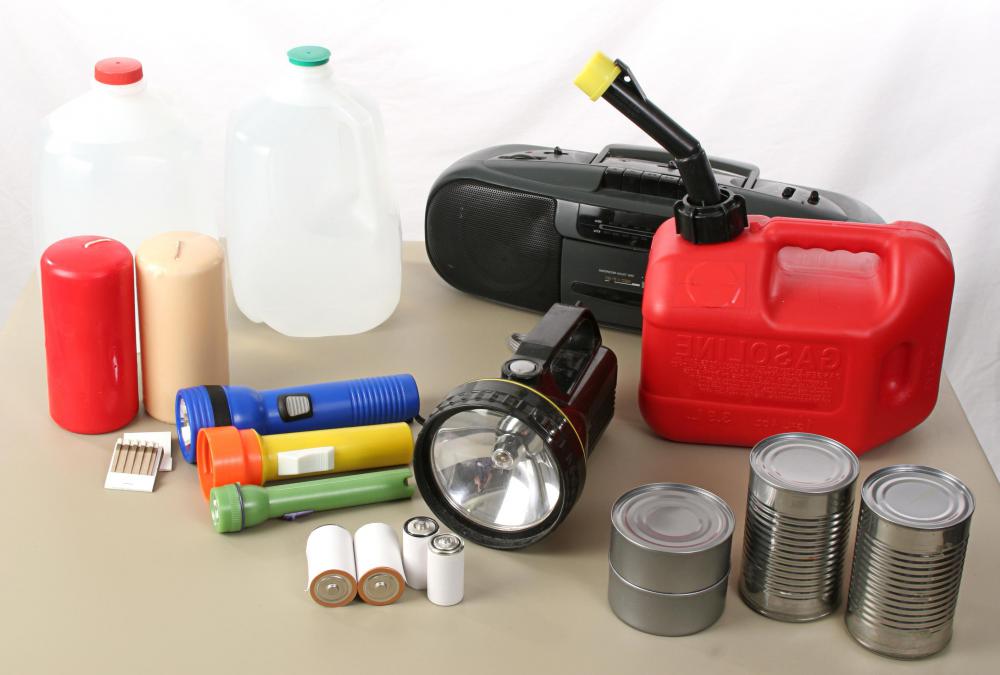Disaster kits should include whatever a person needs to survive on their own for several days.