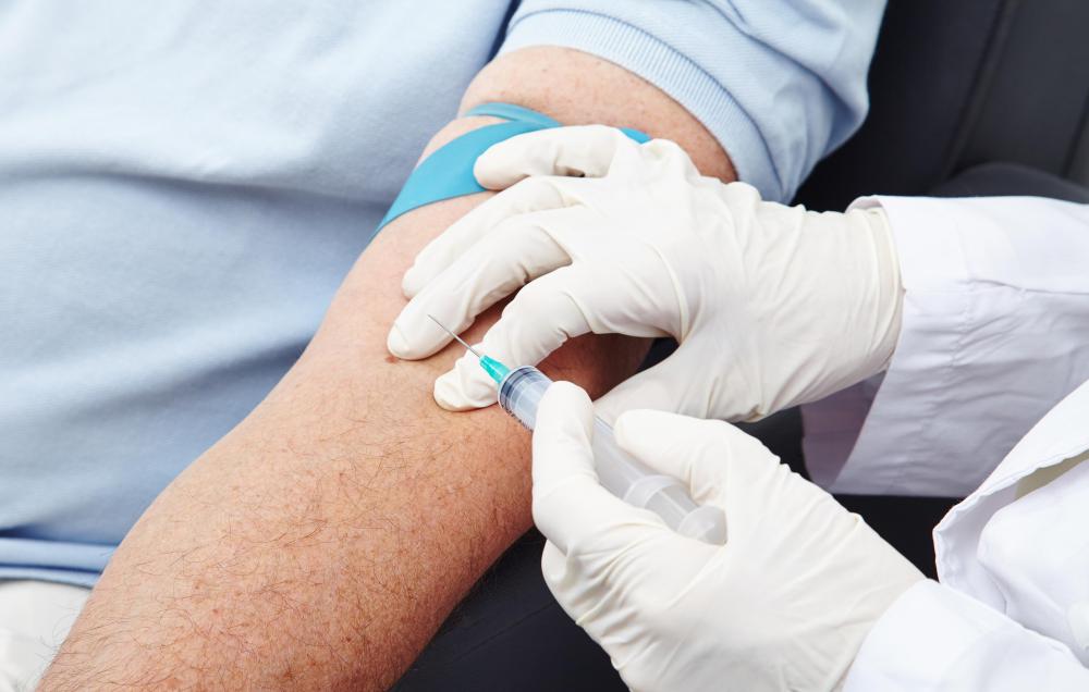 In the most common type of blood test, blood is taken from a vein.