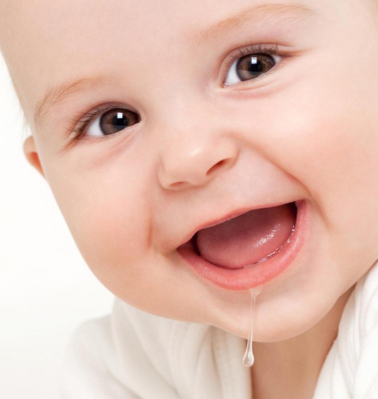 When teething, babies tend to drool.