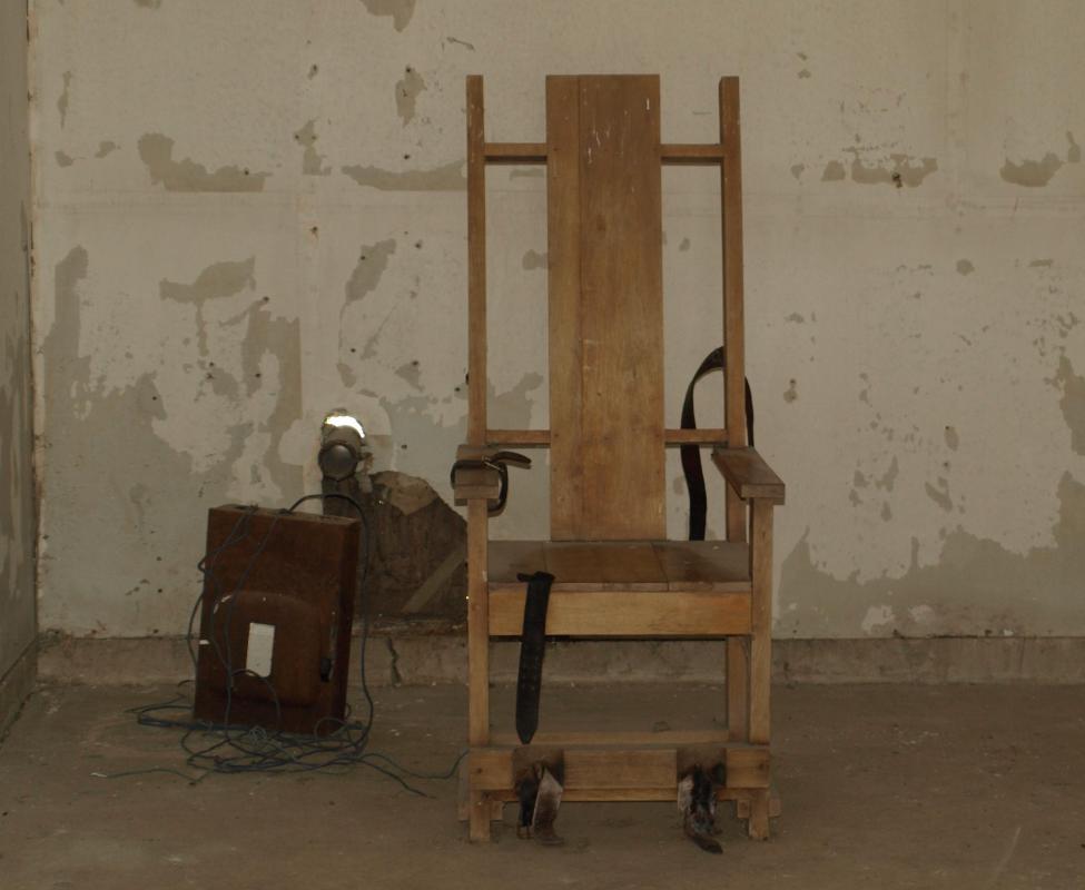 Electric chair in the former Louisiana State execution chamber.