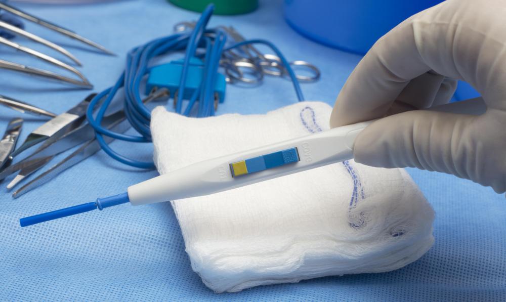 Electrosurgery tools are used to burn lip warts with electric current to remove them.