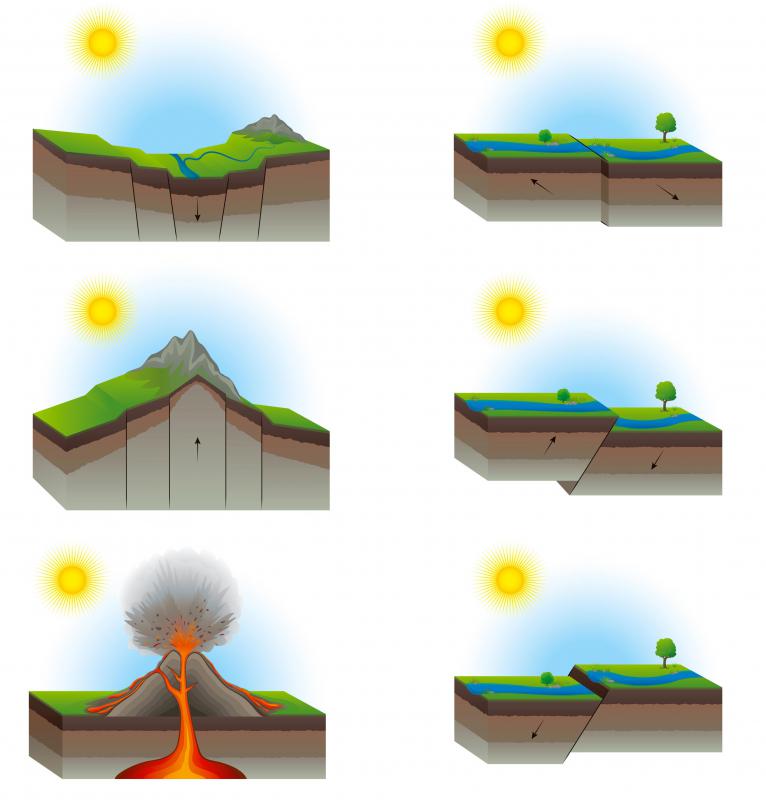 Tectonic plates shift and create new landforms.