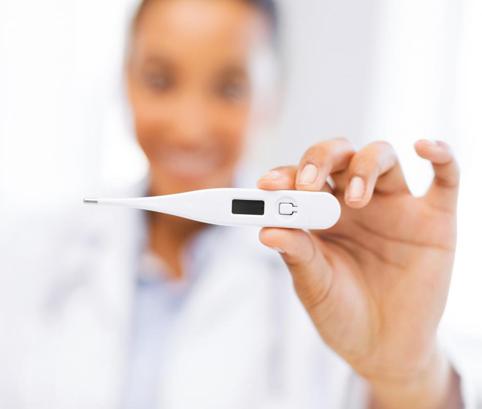Nurses routinely check the temperature of hospital patients.