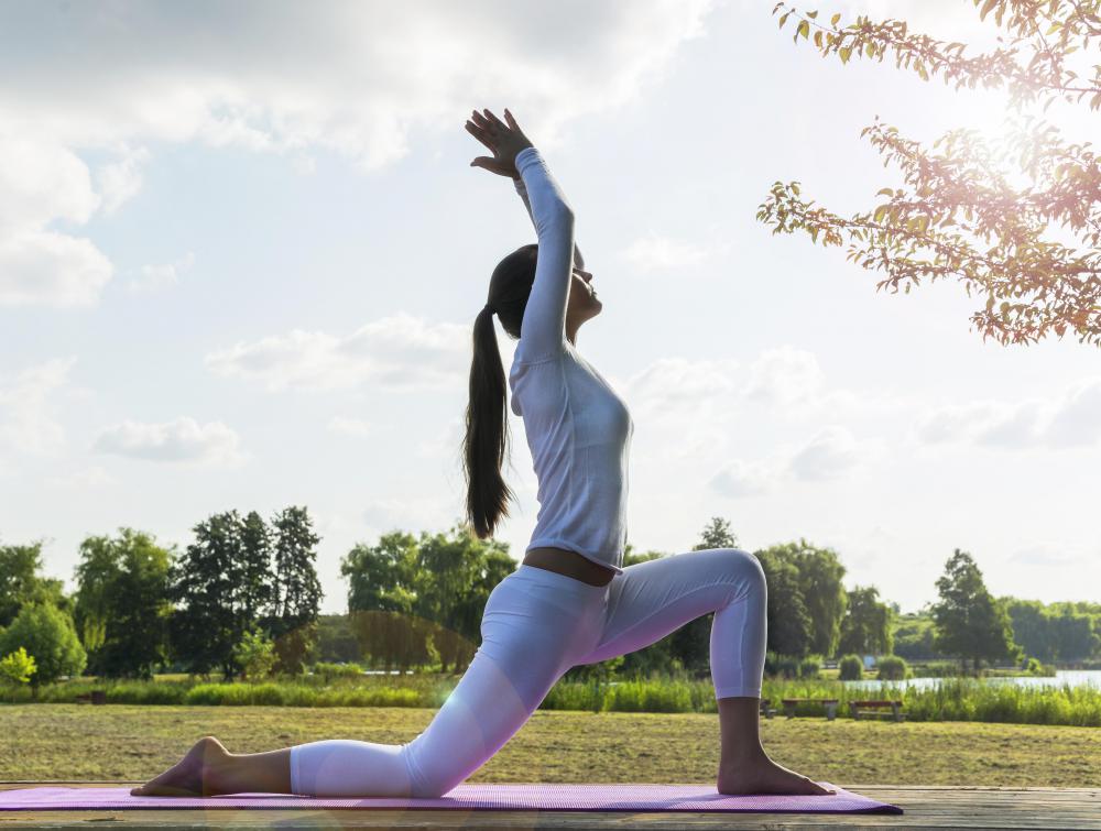 Variations of the warrior pose are commonly done to promote relaxation.