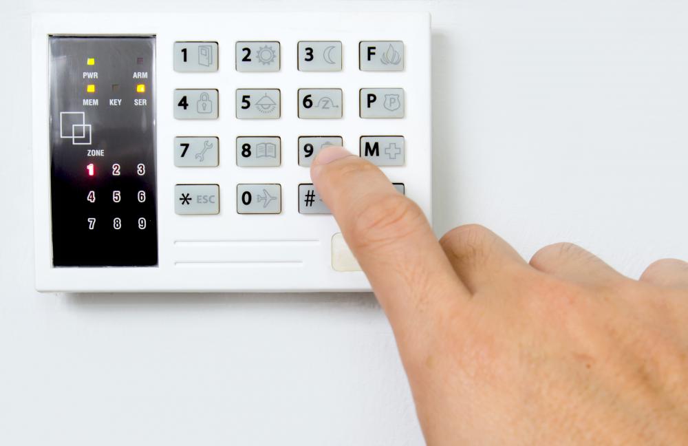 The keycode to a home alarm system should not be written down anywhere near the keypad.