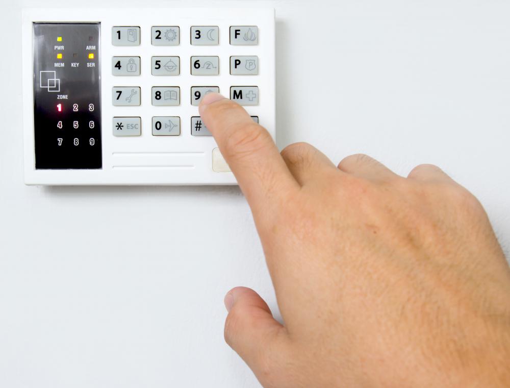 A wireless house alarm is made up of several different components, such as a keypad.