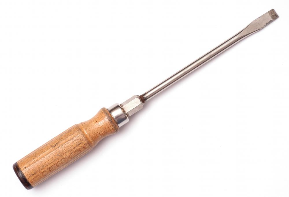 Flat-head screwdrivers are handy when fixing linoleum.