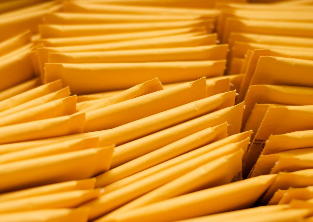 Prepaid bubble envelopes are used to mail fragile items.