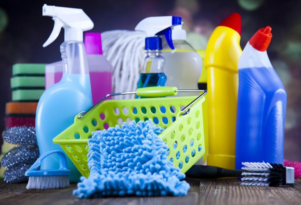 Storage cabinets may be used to store hazardous cleaning chemicals.
