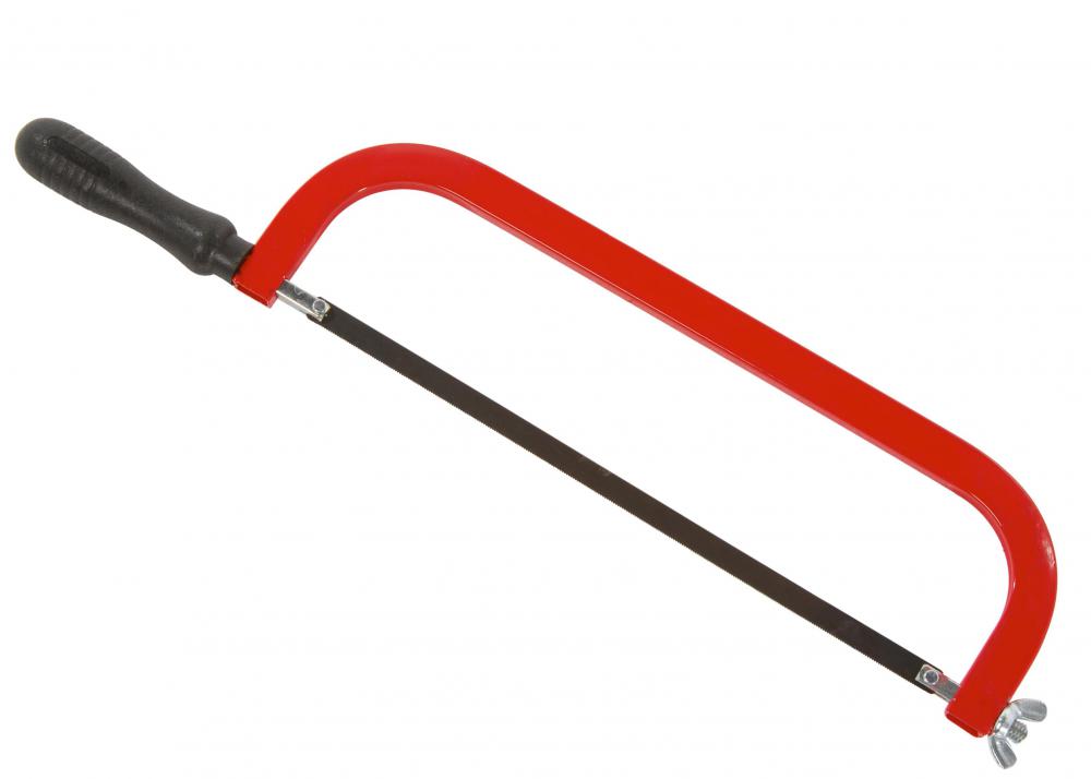 A hacksaw, which can cut through metal and plastic, is considered a type of hand saw.
