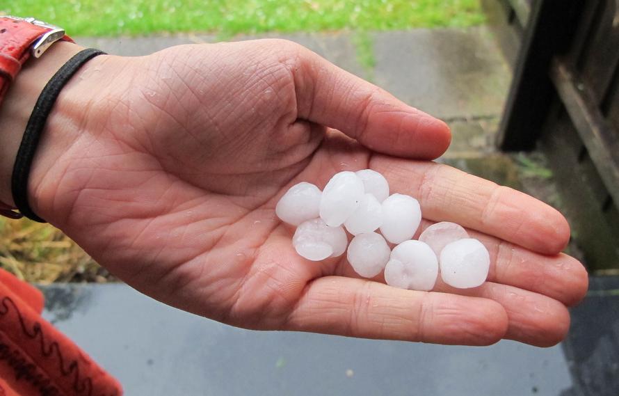 Hail can accompany lightning storms.