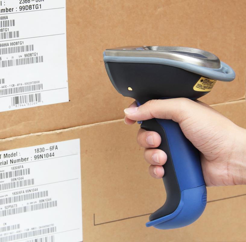 Handheld laser barcode scanner.