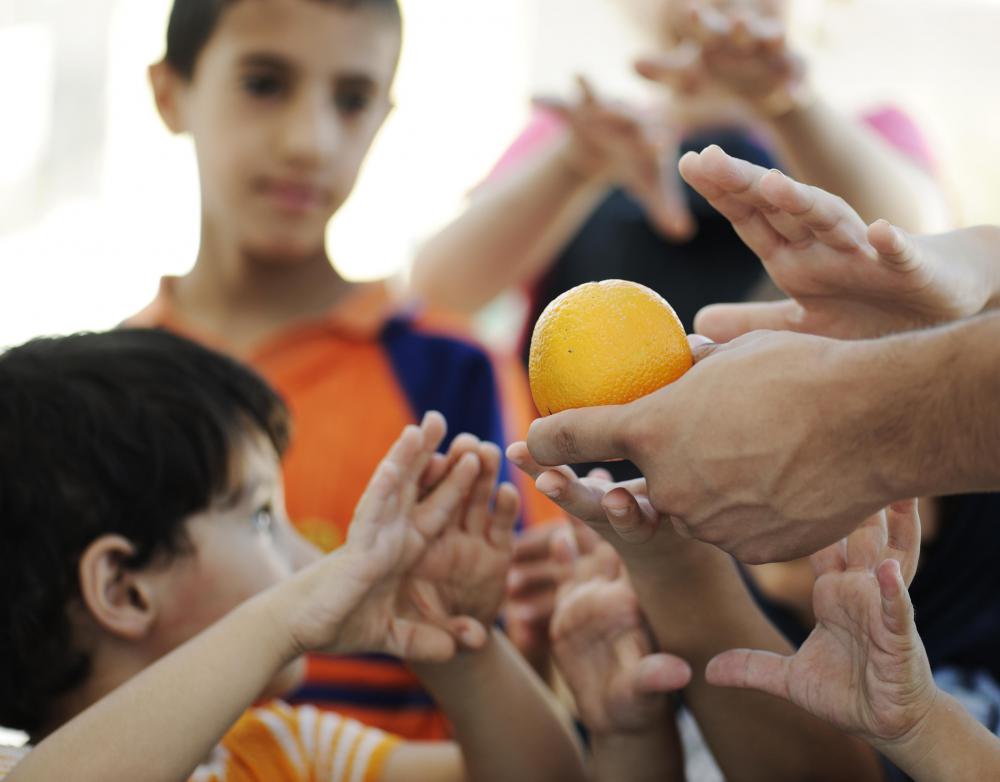 Non-governmental organizations perform humanitarian missions, such as distributing food to impoverished nations.