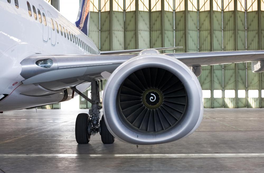 An airplane's engine provides thrust.