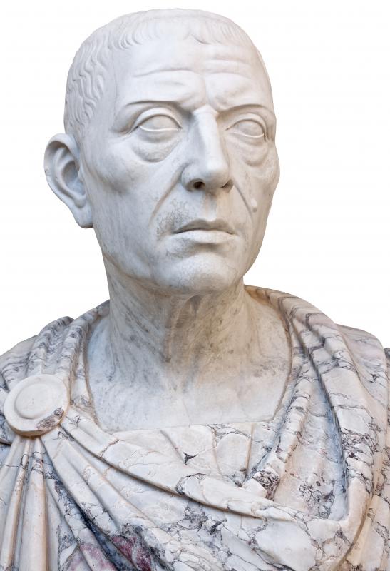 An ancient statue of Julius Caesar, dictator of Rome from 49 BCE to 44 BCE.