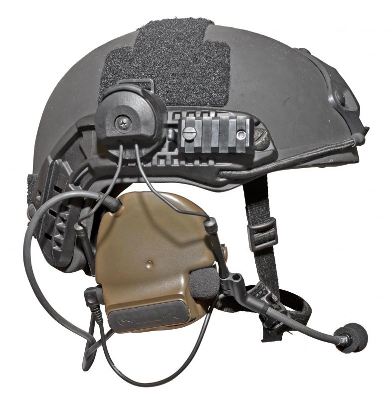 Kevlar® reinforced military helmet.