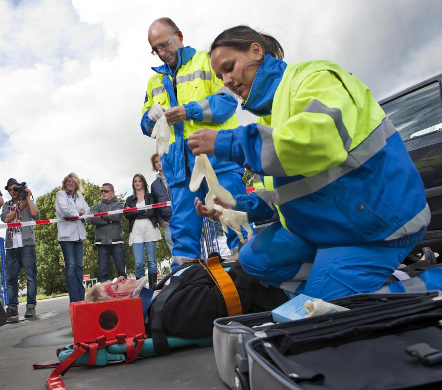 A defibrillator may be required by emergency personnel at the scene of an accident.