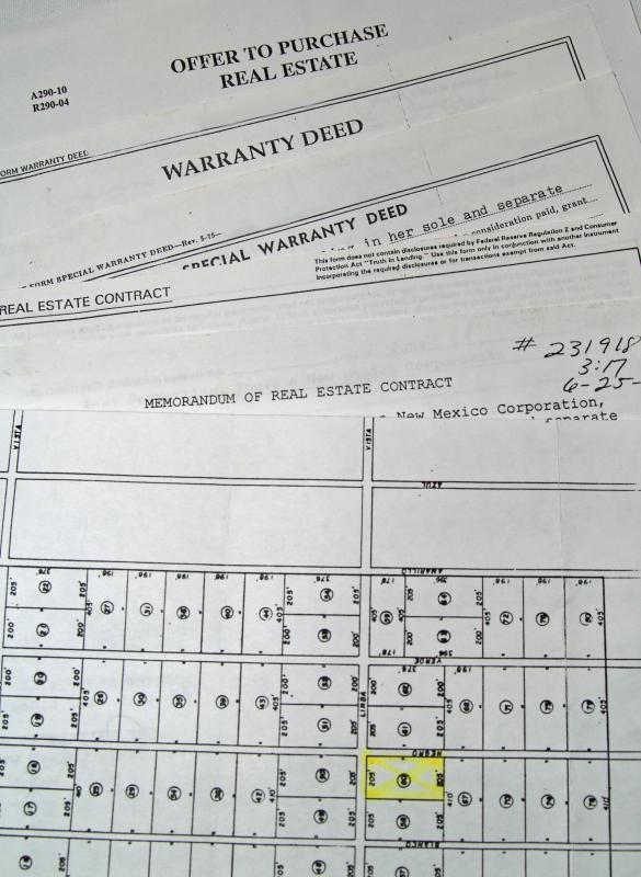 Documents associated with a real estate sale.