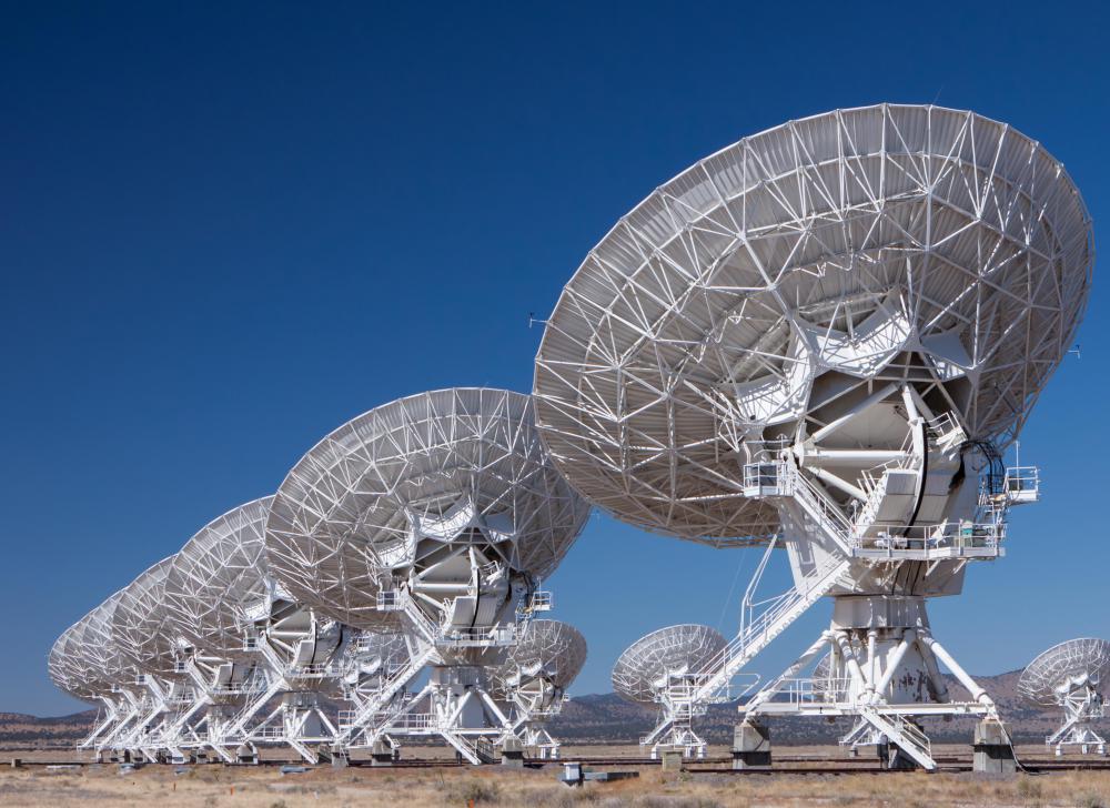 Large telescopes gather observational data.