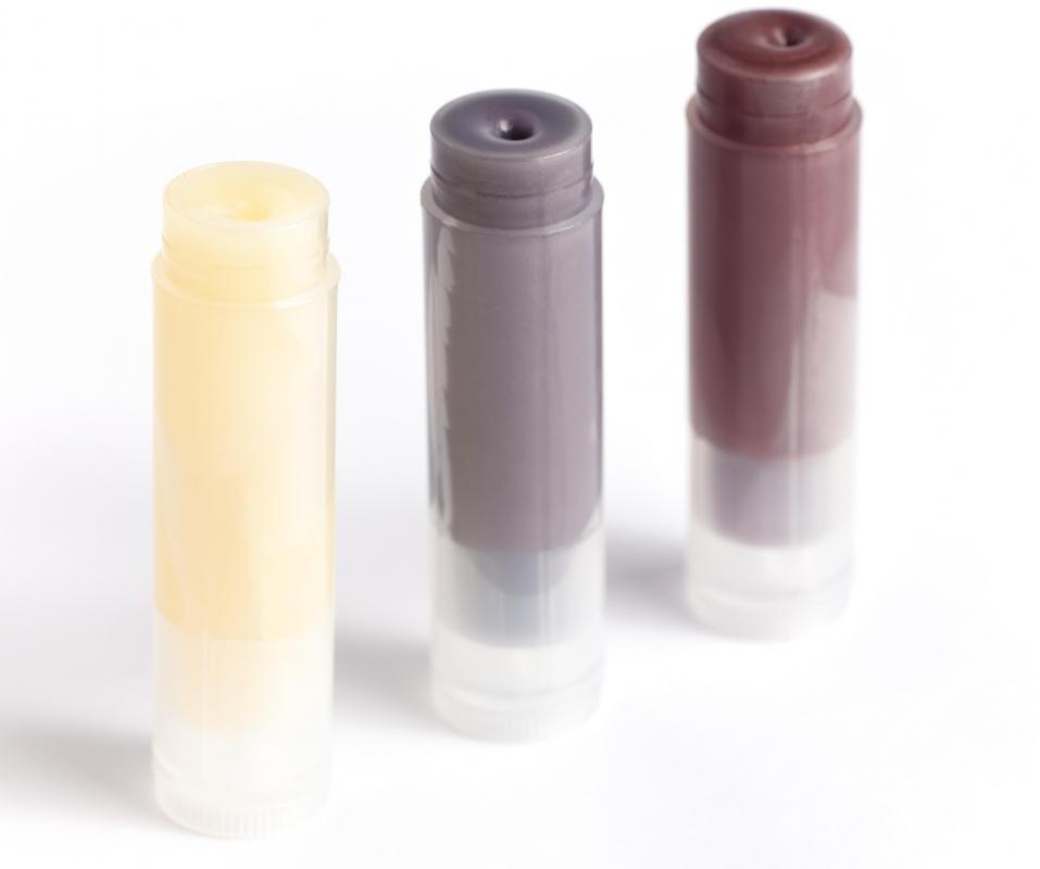 Lip balm comes in a variety of colors and flavors.
