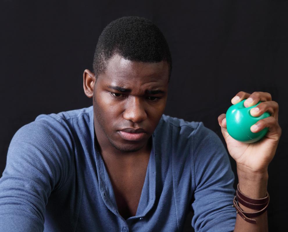 Stress balls may be used to improve overall hand muscle strength.