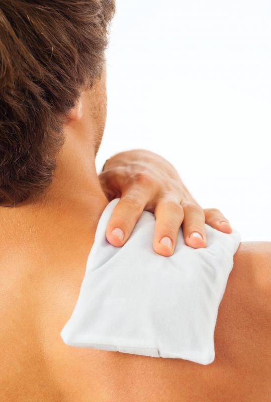 Applying an ice pack to a bruised shoulder may help alleviate pain.